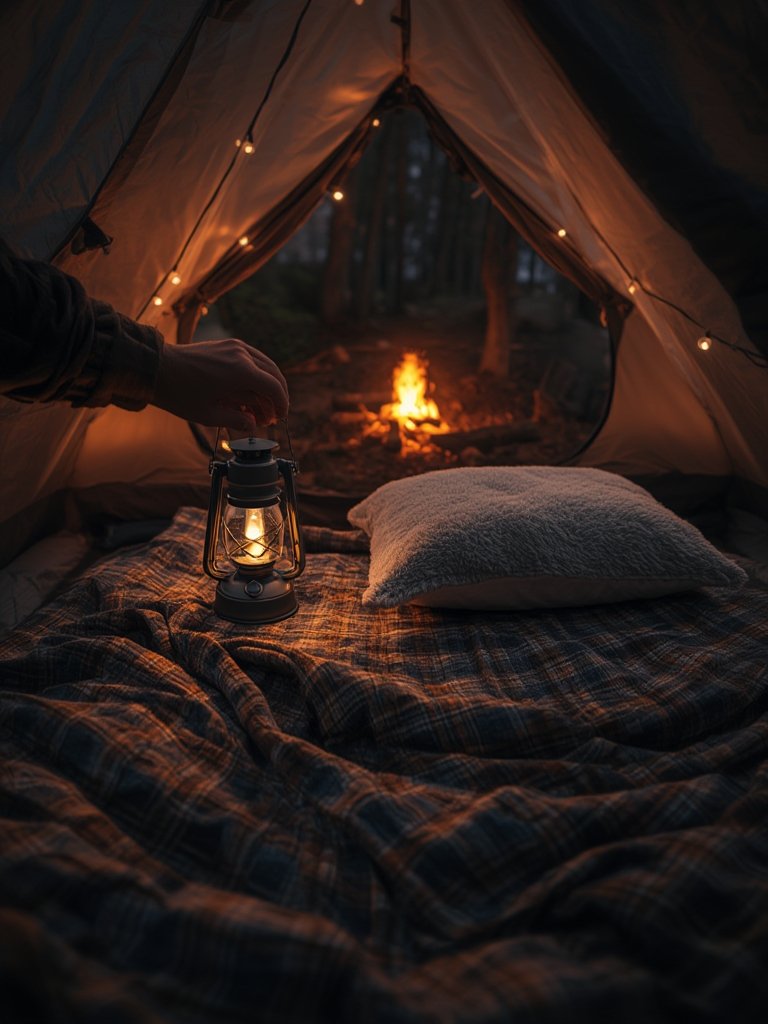 cozy camping night setup - Illustration 2