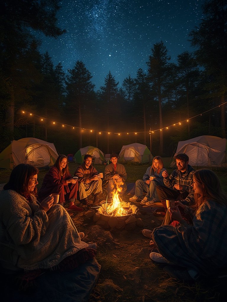cozy camping night setup - Illustration 3