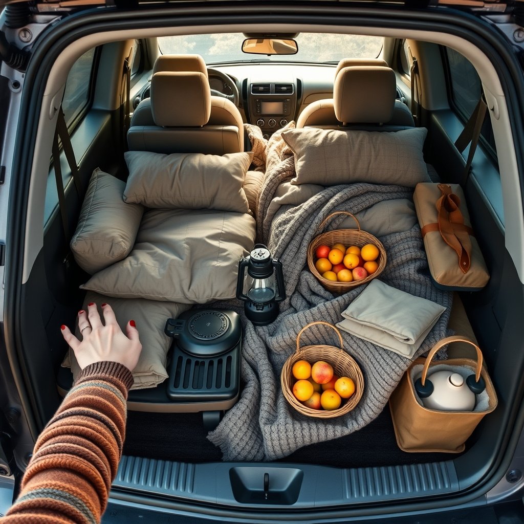 cozy car camping setup - Illustration 2